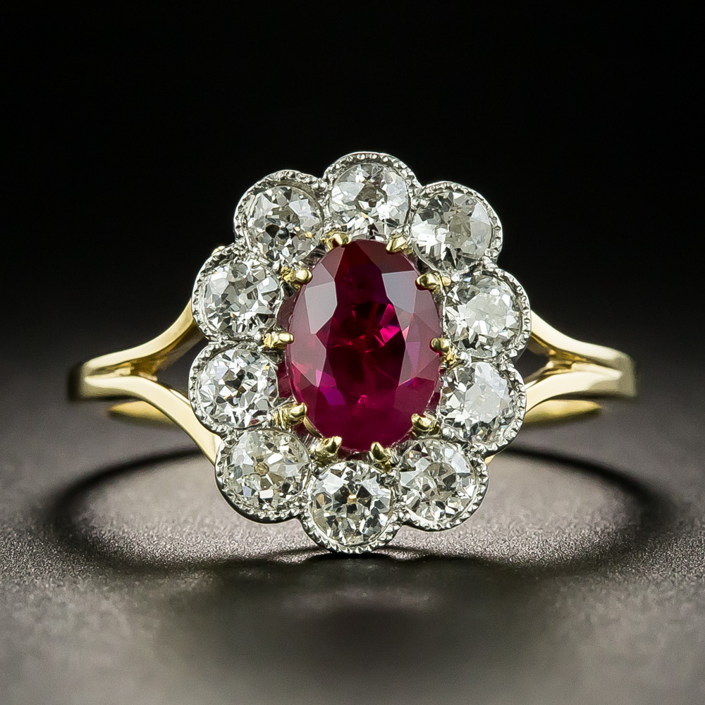 Edwardian 1.01 Carat Burmese Ruby and Diamond Ring