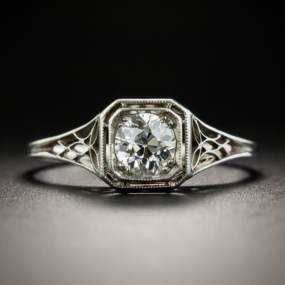 Art Deco .50 Carat Diamond Platinum Solitaire Ring