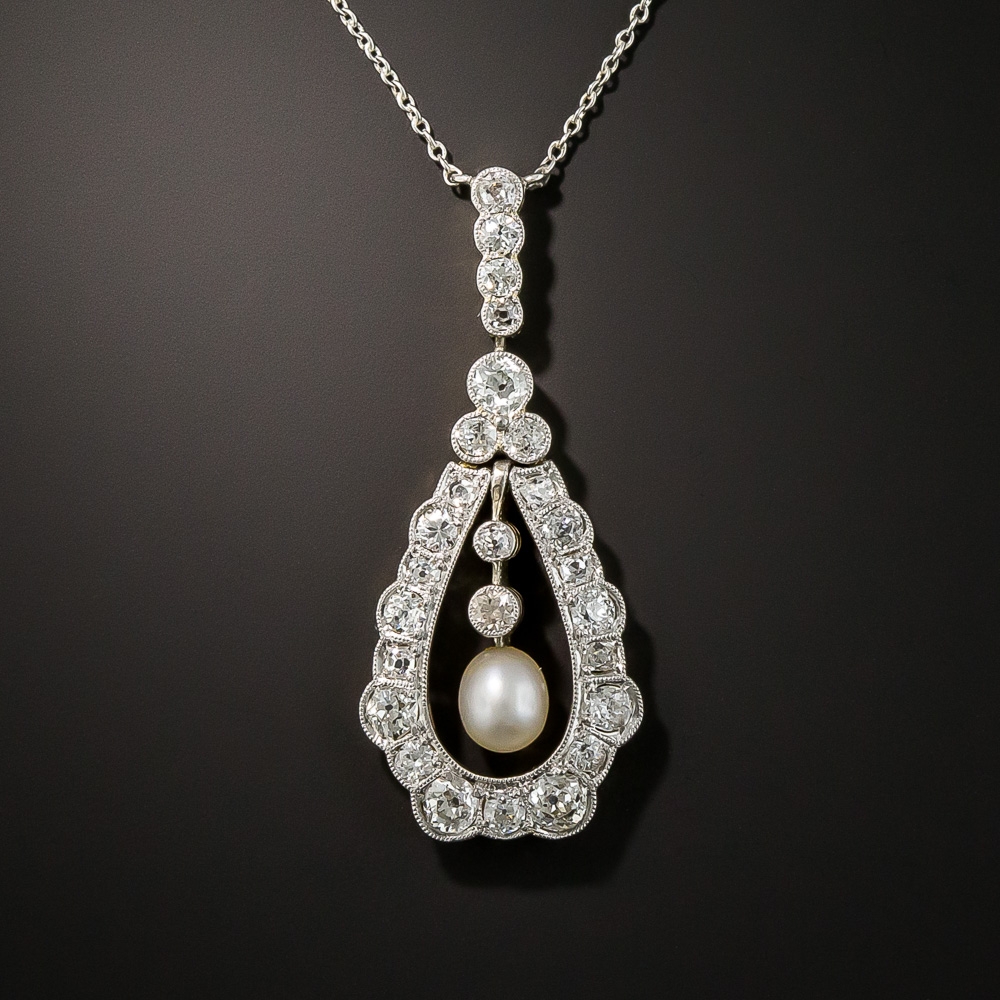 Edwardian Diamond and Pearl Lavalière