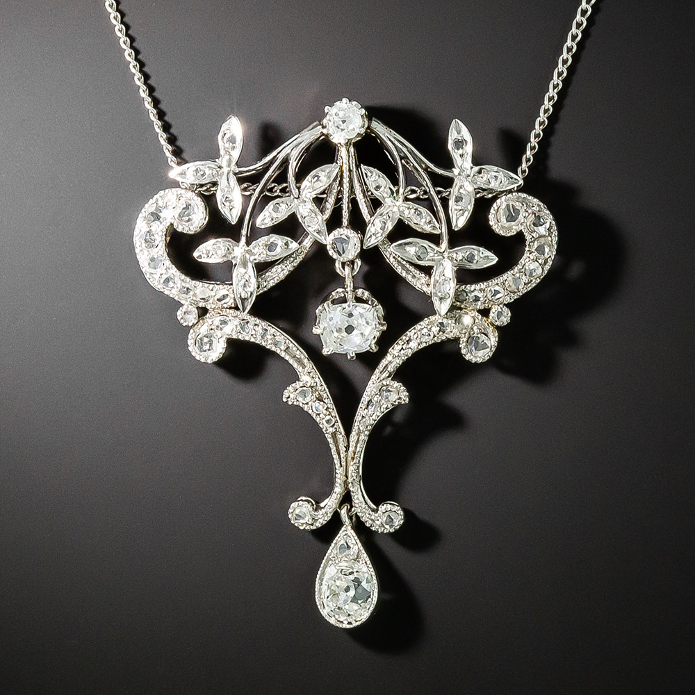 Edwardian Diamond Brooch/Pendant Necklace