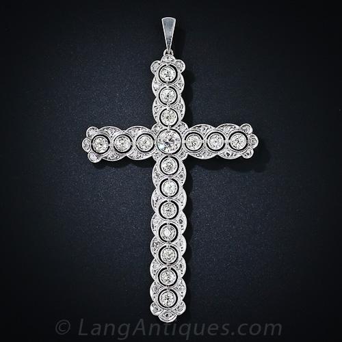 Edwardian Diamond Cross Pendant