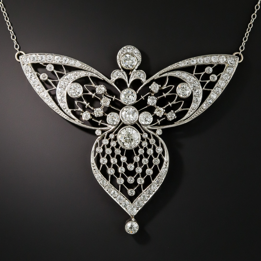 Edwardian Diamond & Platinum filigree Necklace - Fereshteh