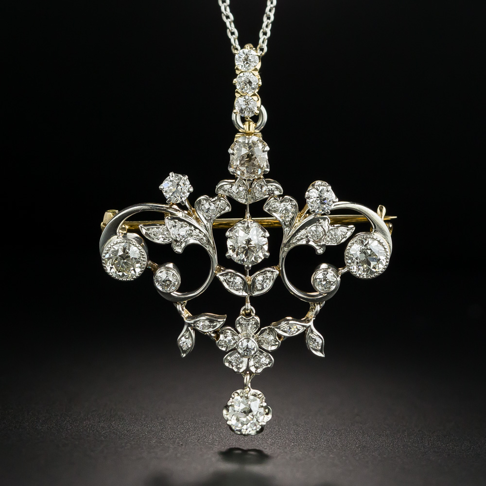 Edwardian Diamond Floral Pendant/Brooch