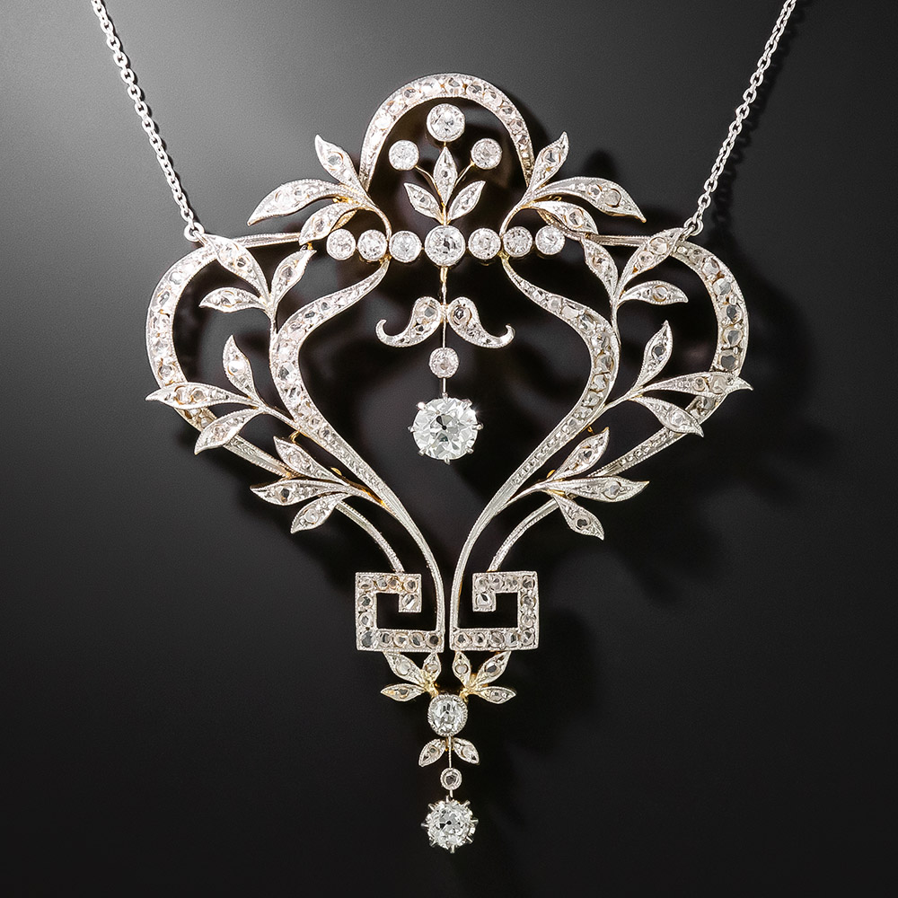 Edwardian Diamond Lavaliere Necklace