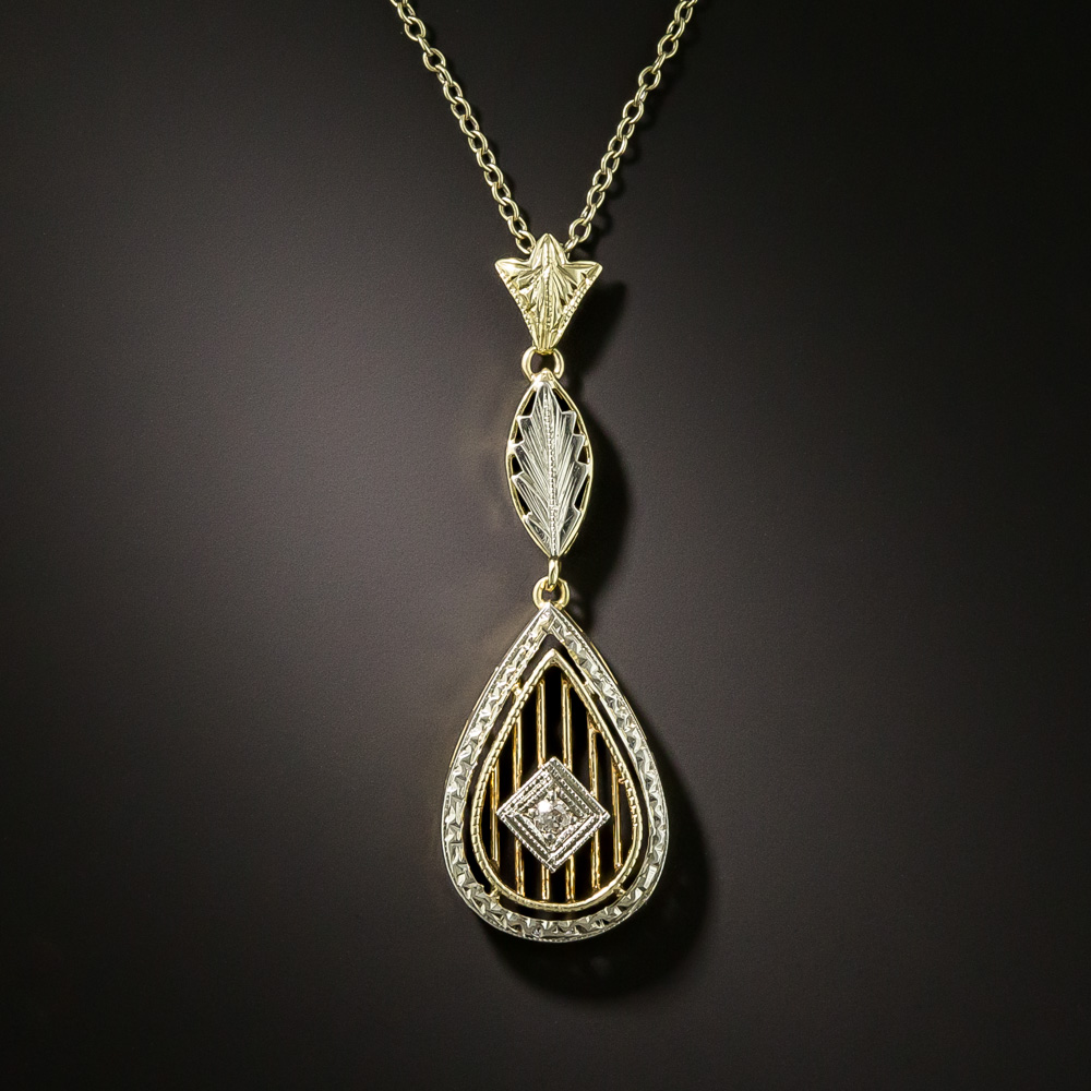 Edwardian Diamond Pear-Shaped Pendant