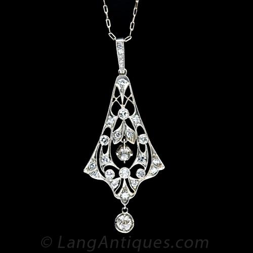 Edwardian Diamond Pendant Necklace, Circa 1900