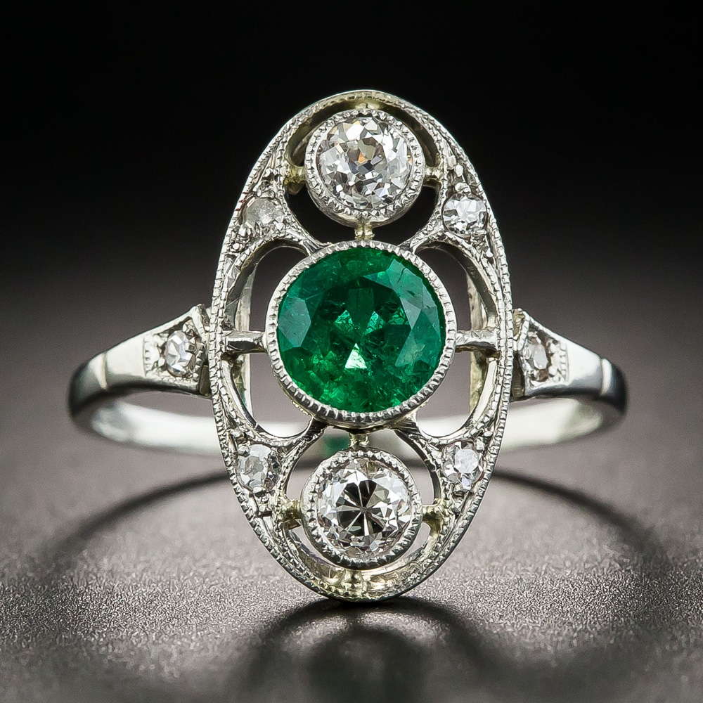 Edwardian Emerald and Diamond Dinner Ring