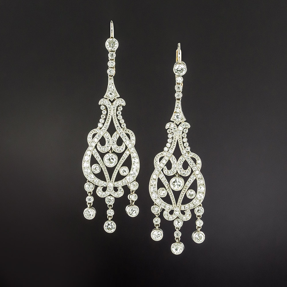 Edwardian-Inspired Diamond Dangle Earrings