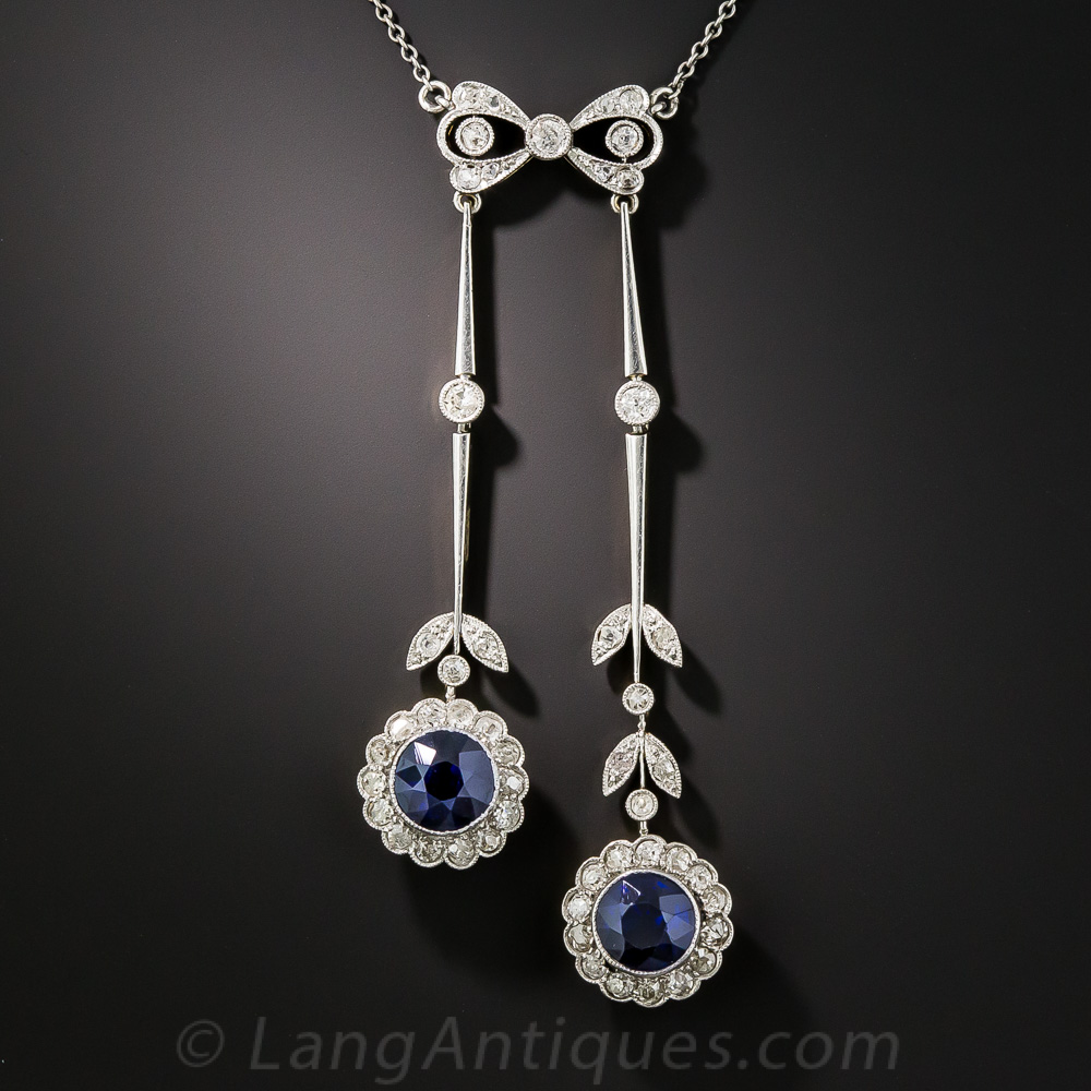 Edwardian Interchangeable Synthetic Sapphire, Diamond Necklace ...