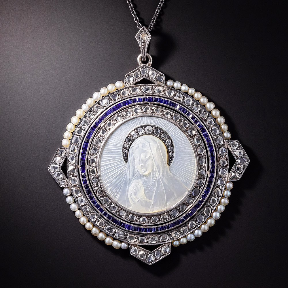 Edwardian Mother-of-Pearl Madonna Pendant
