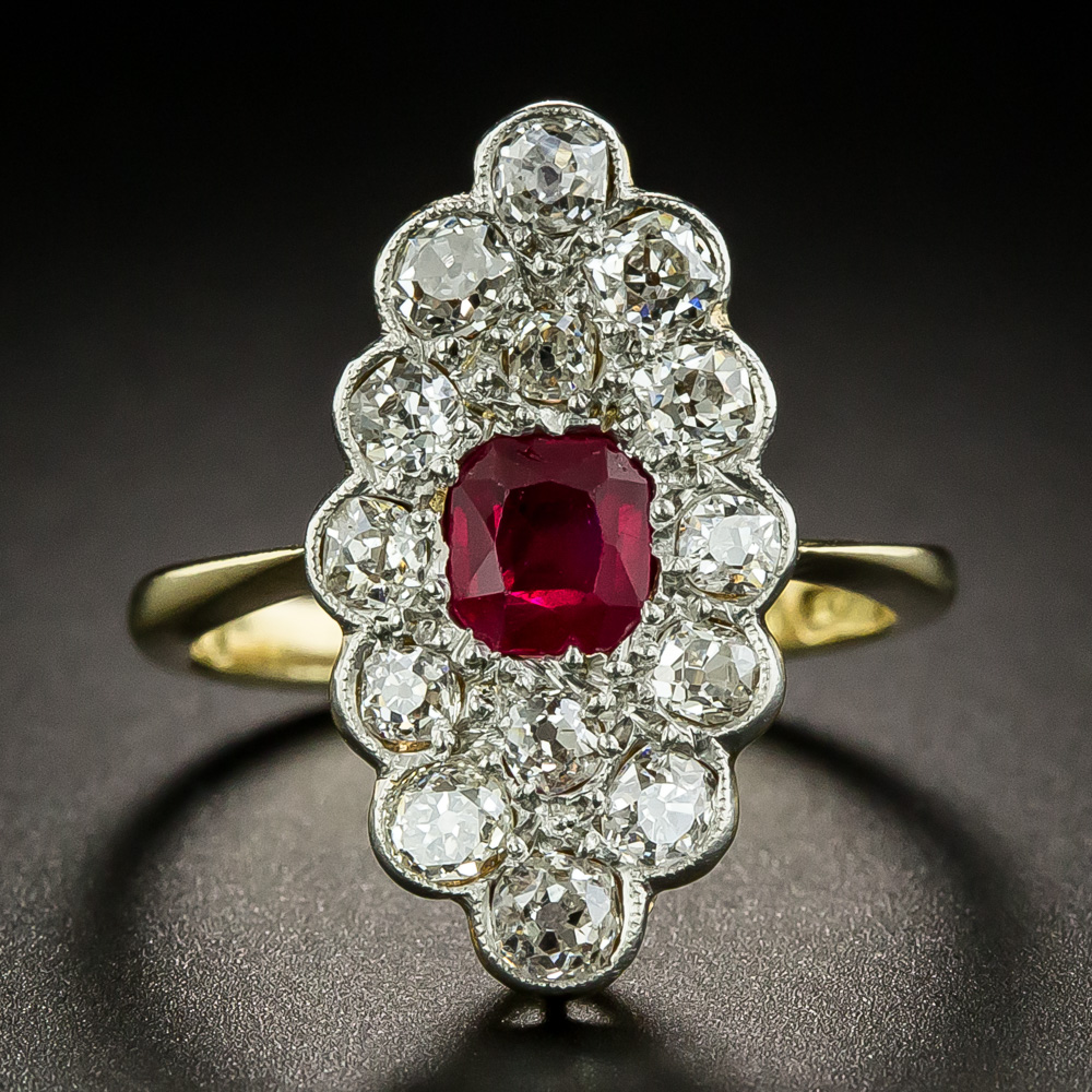 Edwardian No-Heat Ruby and Diamond Dinner Ring