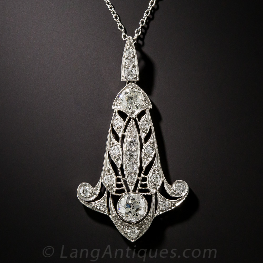 Edwardian Platinum and Diamond Pendant Necklace