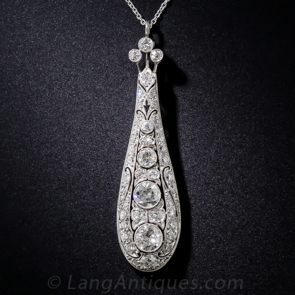 Edwardian Platinum and Diamond Pendant Necklace