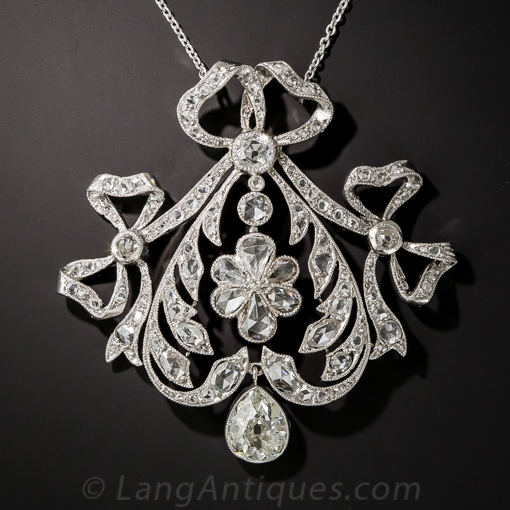 Edwardian Platinum Diamond Pendant Necklace