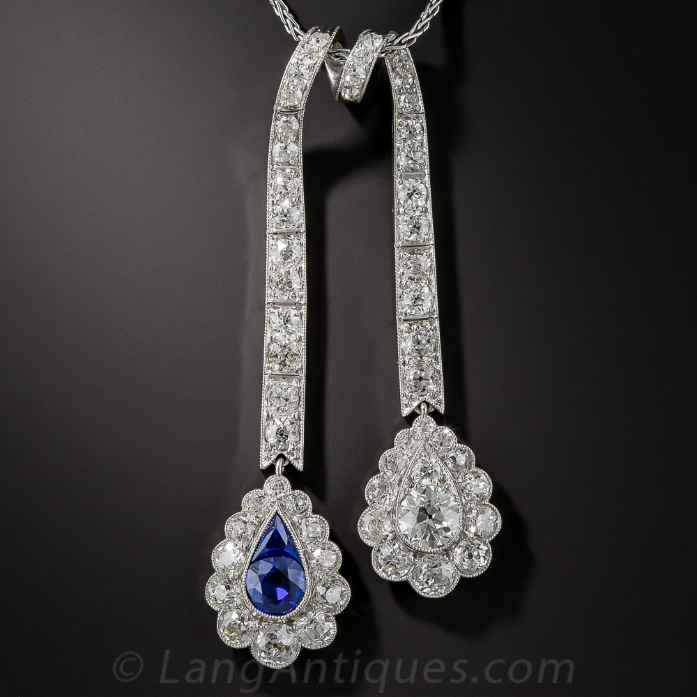 Edwardian Sapphire and Diamond Negligee Necklace