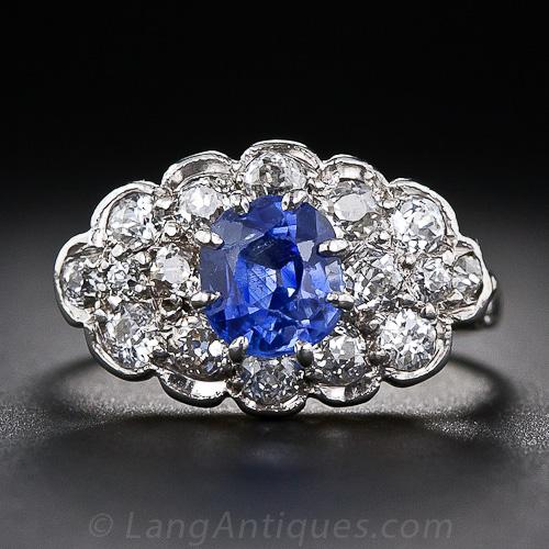 Edwardian Sapphire and Diamond Ring