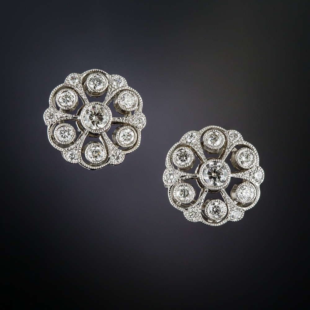 Edwardian Style 18K Diamond Earrings