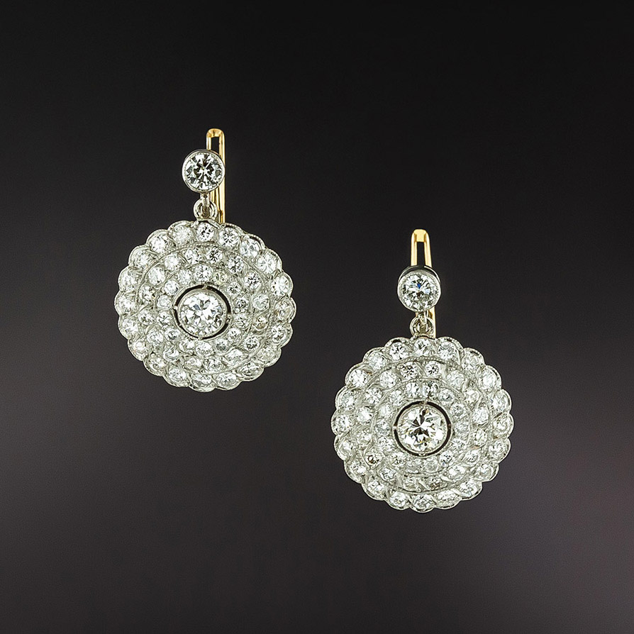 Edwardian-Style Diamond Cluster Earrings