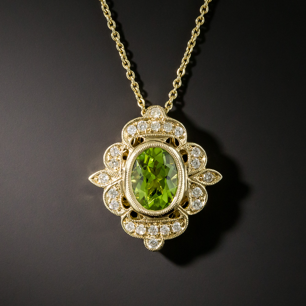 Edwardian Style Peridot and Diamond Pendant