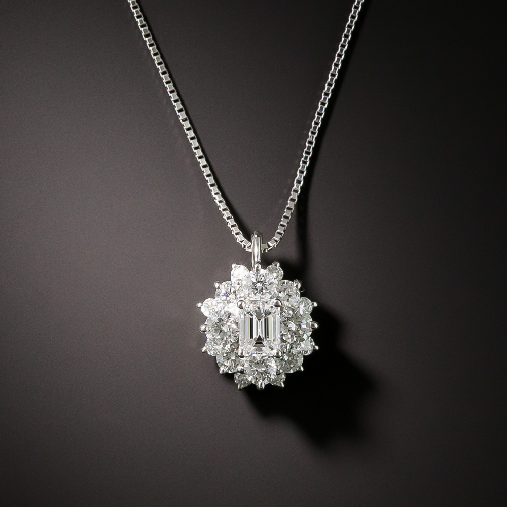 Emerald-Cut Diamond Cluster Pendant