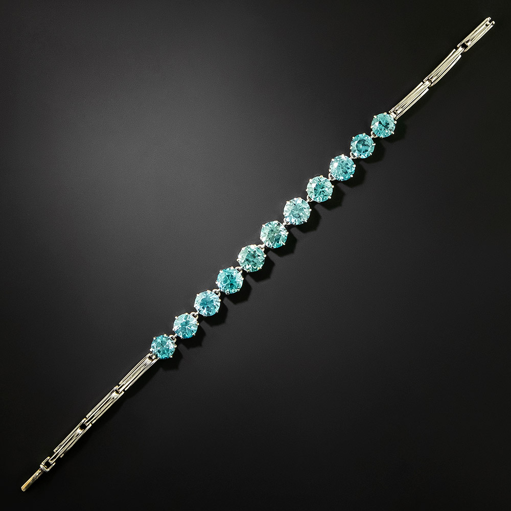 English Art Deco Blue Zircon Bracelet