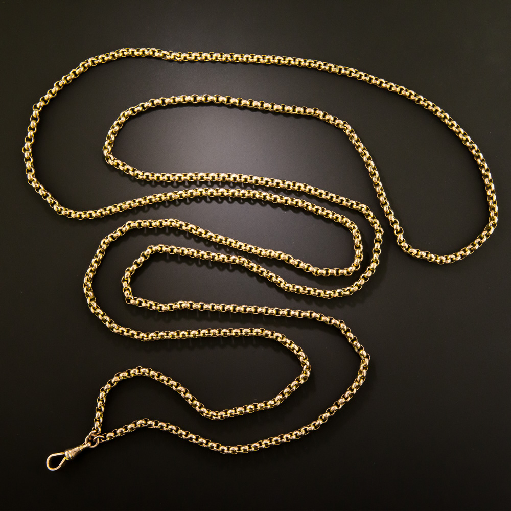 English Victorian 62-inch 9K Rolo Link Chain