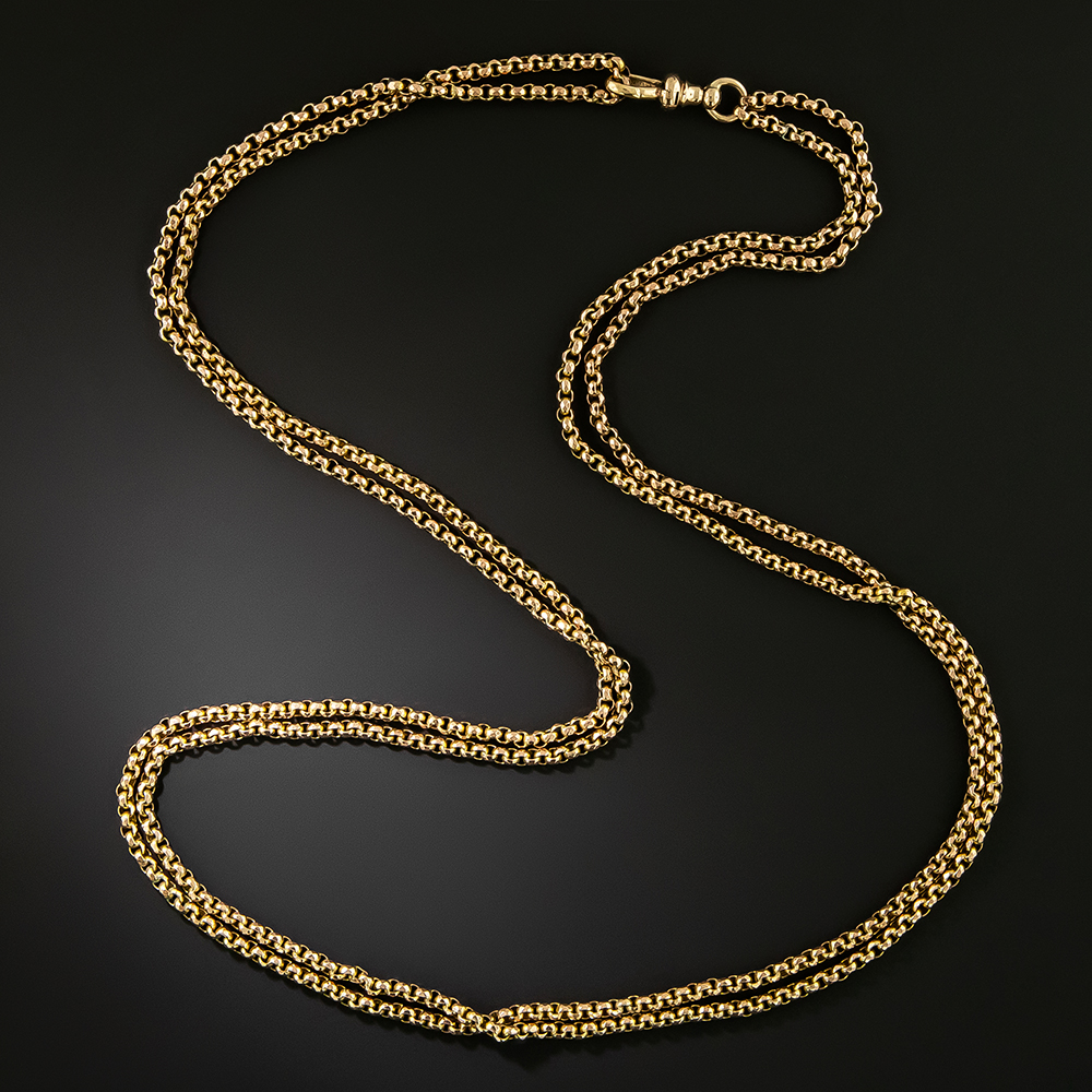 English Victorian 9K 48-Inch Chain Necklace
