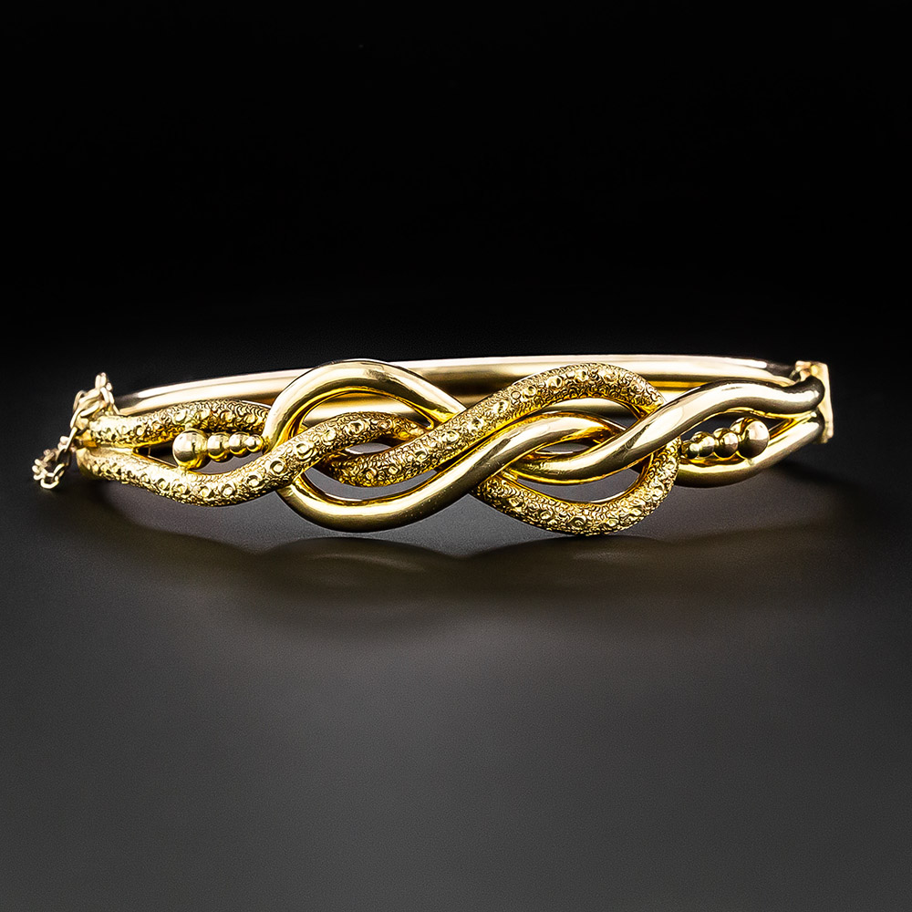 English Victorian Woven 'Infinity' Bangle Bracelet