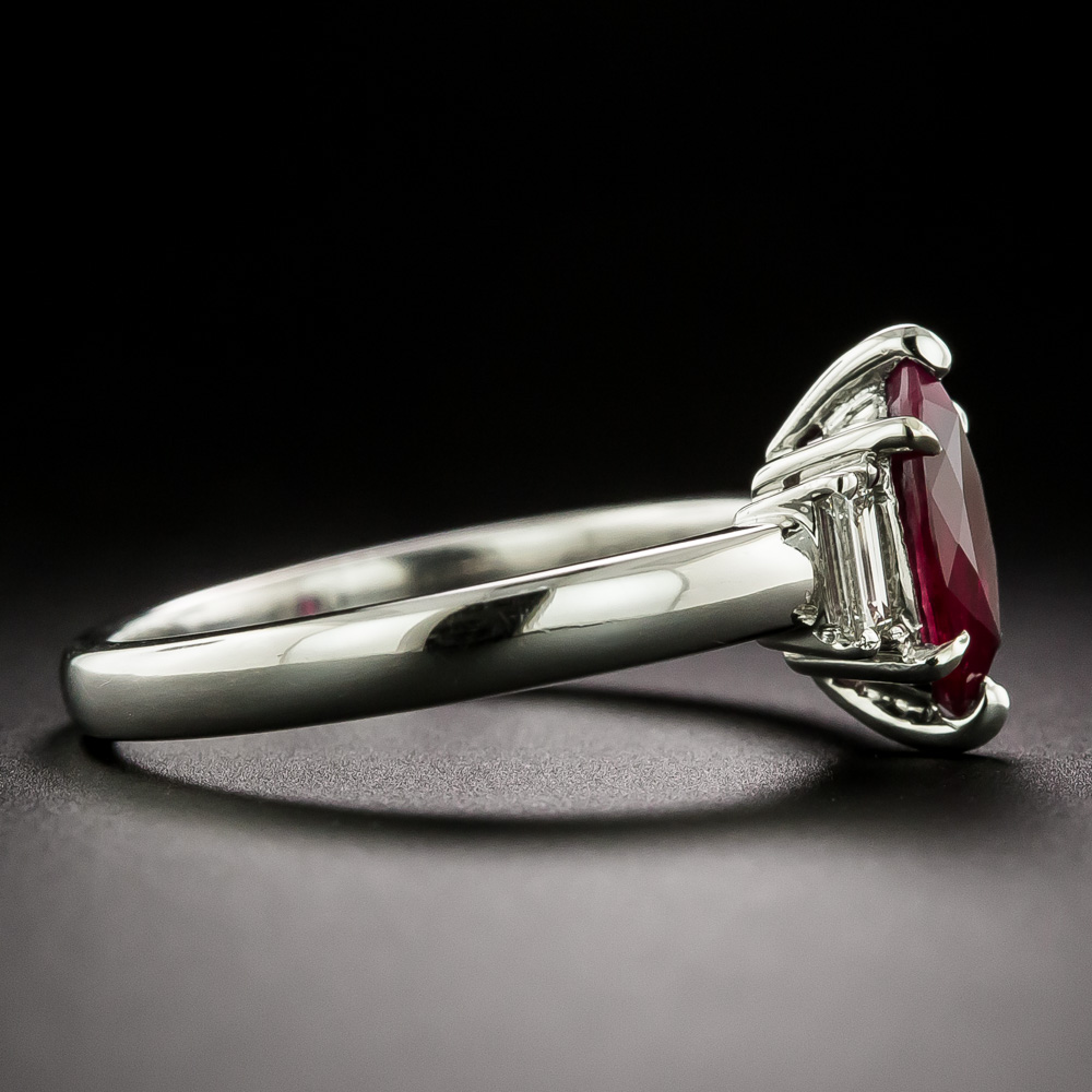 Marquise cut ruby and store diamond ring