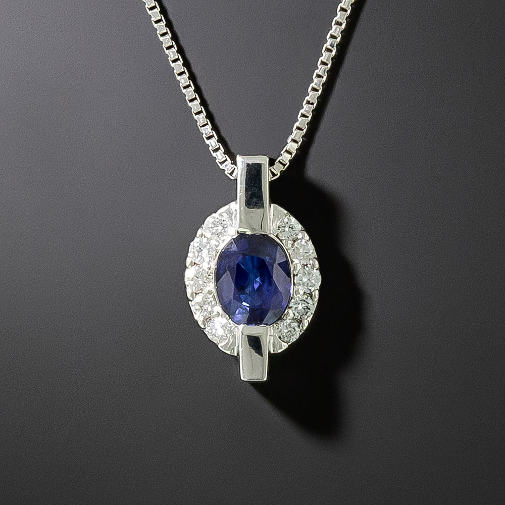 Estate 1.01 Carat Sapphire and Diamond Pendant