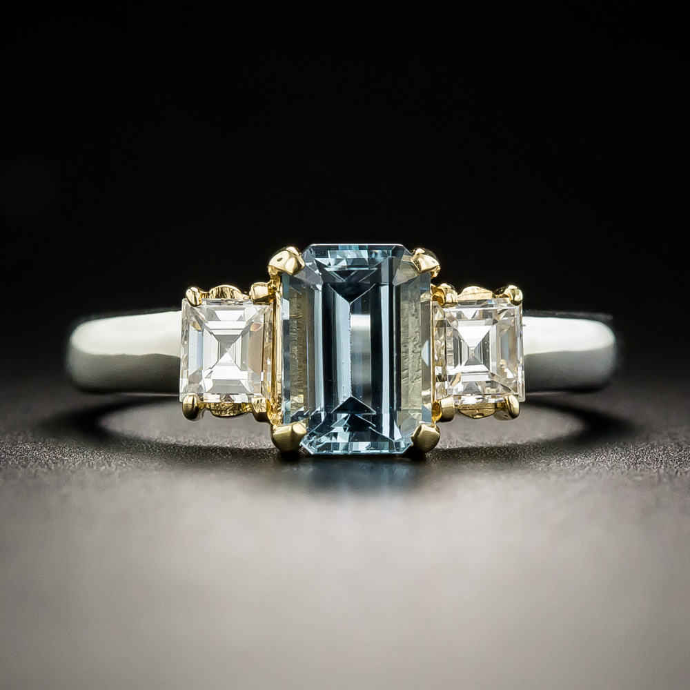 Estate 1.02 Carat Aquamarine And Diamond Ring