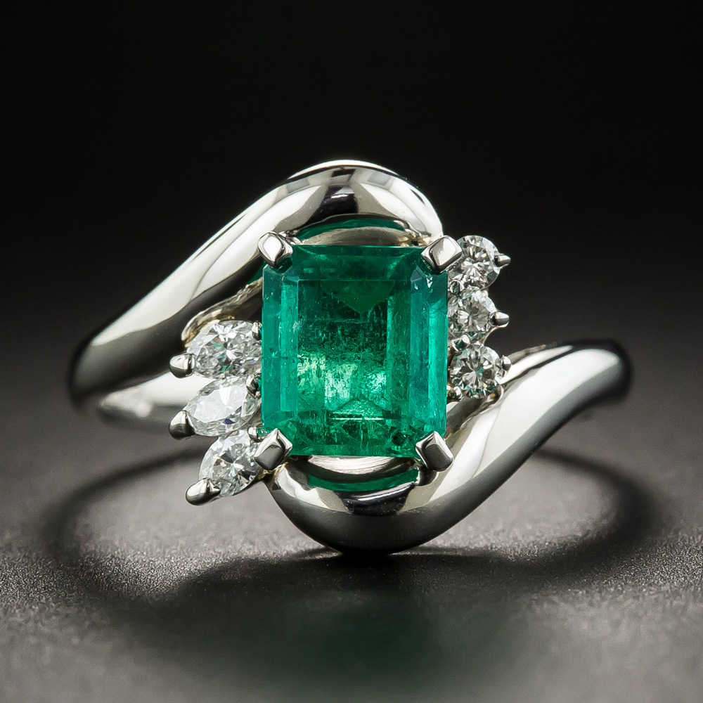 Estate 1.03 Carat Emerald and Diamond Ring