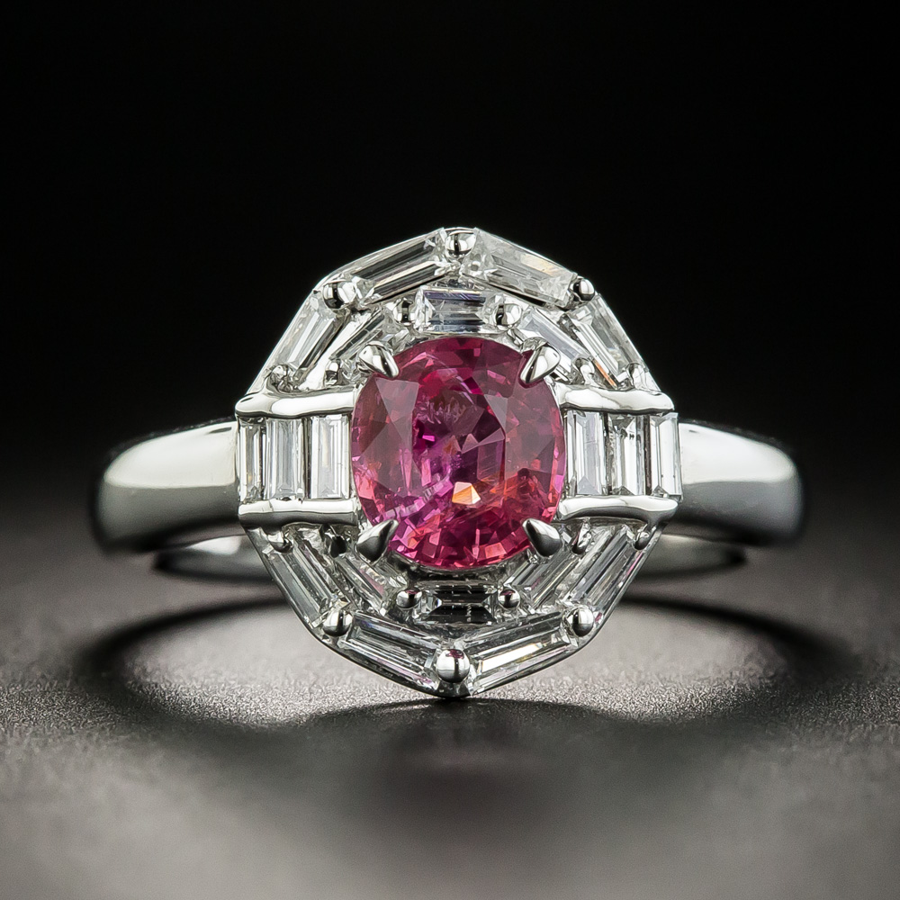 Estate 1.09 Carat Pink Sapphire and Diamond Ring