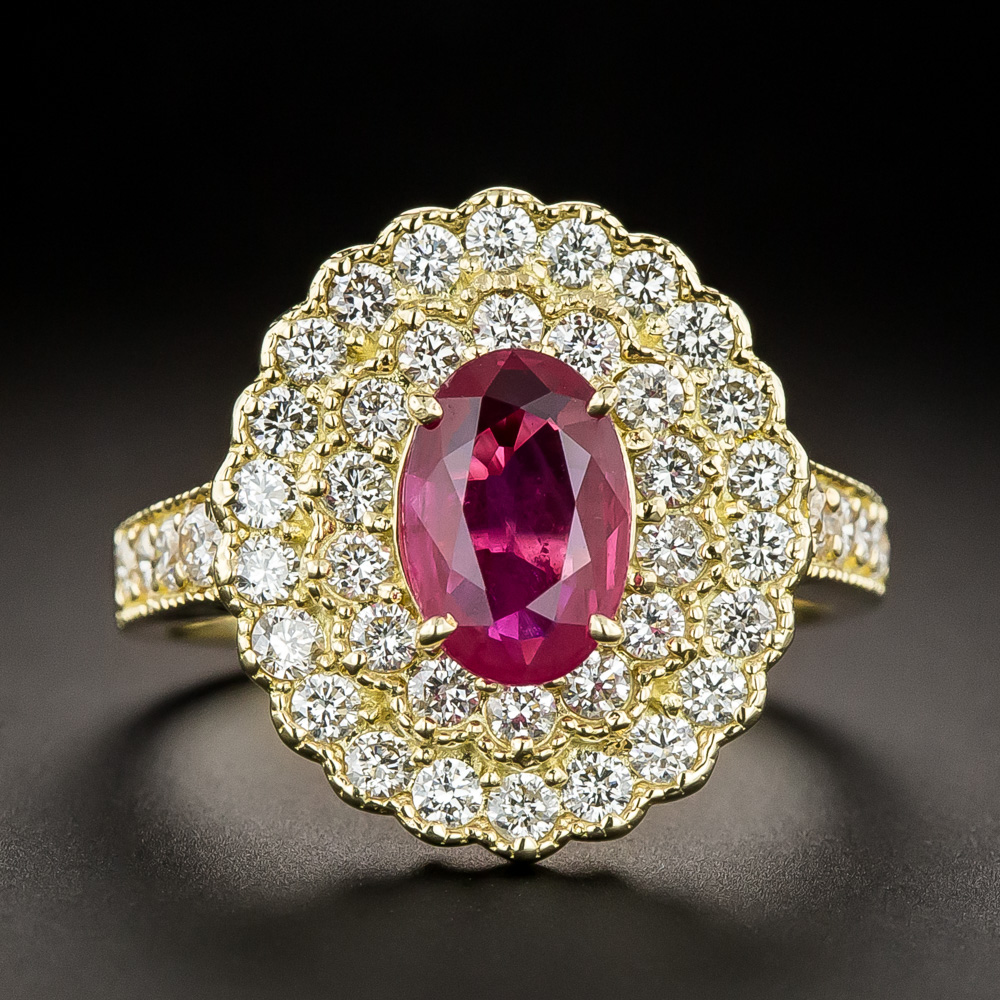 Estate 1.10 Carat Ruby and Diamond Halo Ring - Antique & Vintage ...