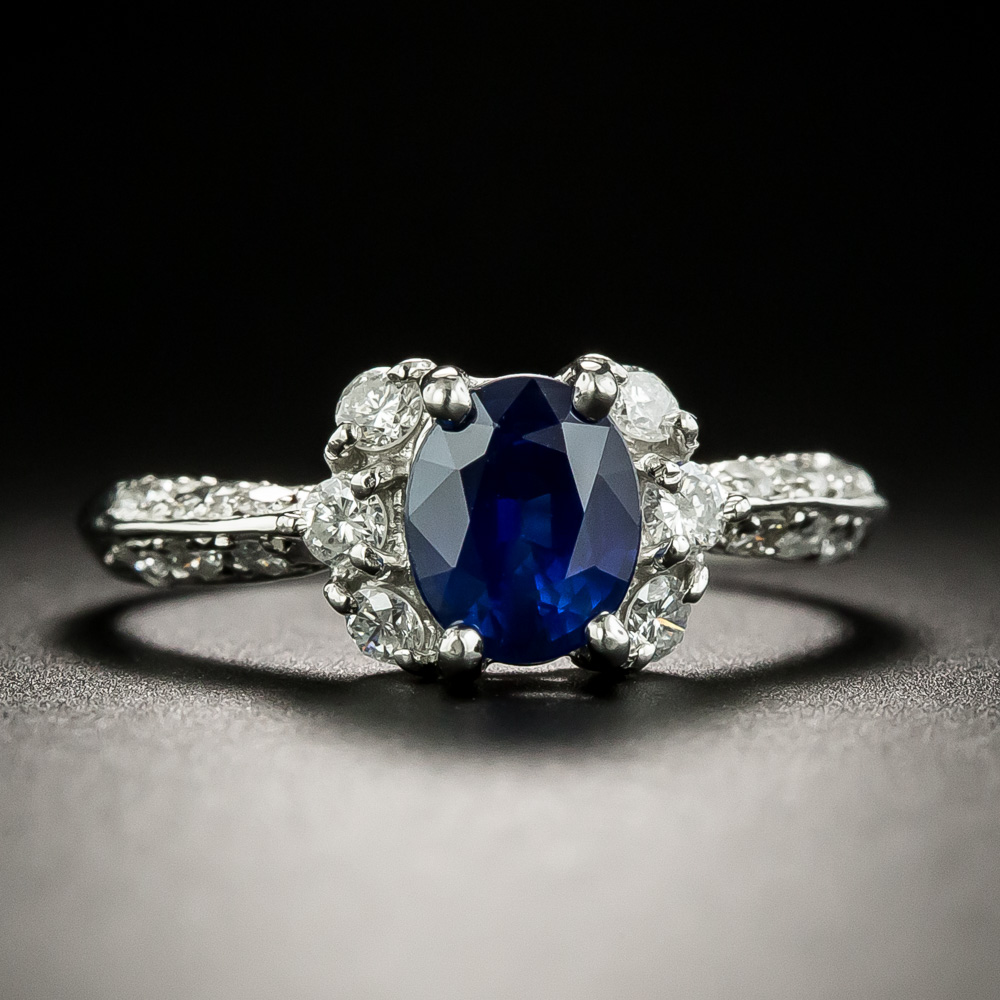 Estate 1.20 Carat Sapphire and Diamond Ring