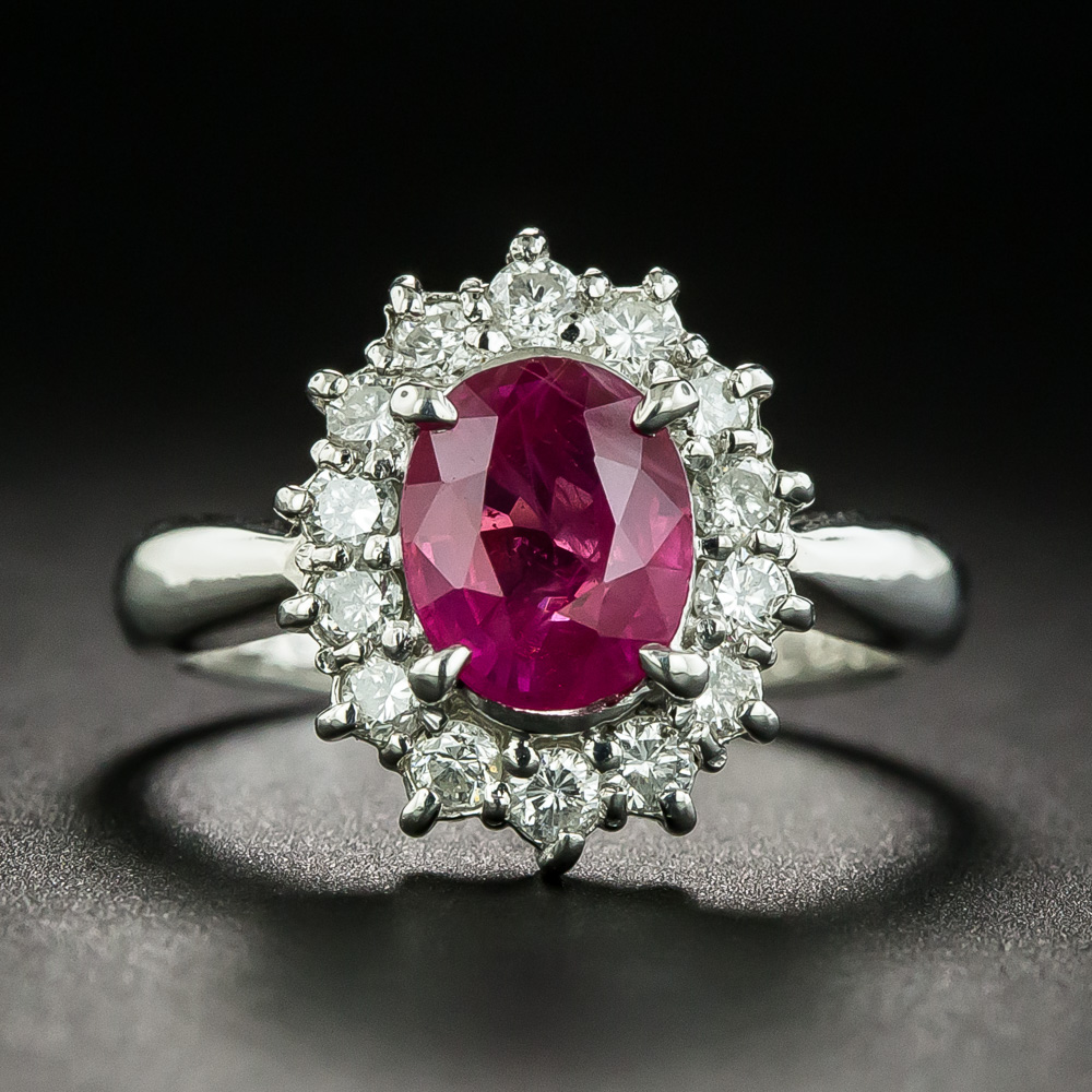 Estate 1.40 Carat Burmese Ruby and Diamond Ring