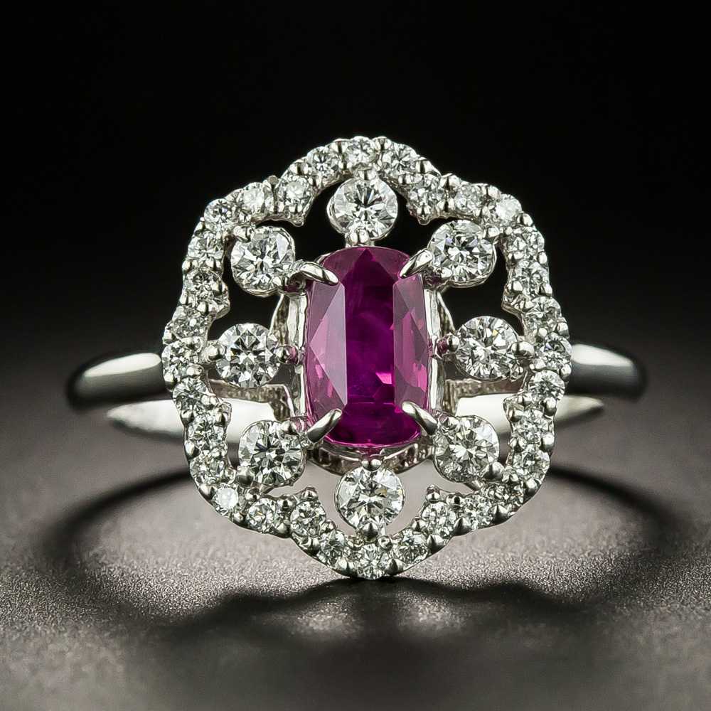 Estate 1.43 Carat No-Heat Ceylon Ruby and Diamond Ring - GIA