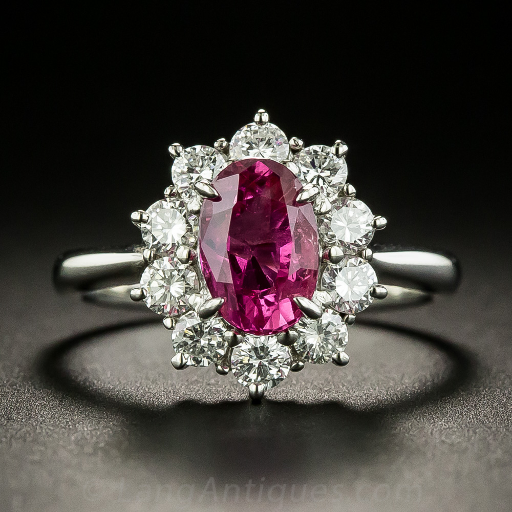 Estate 1.53 Carat No-Heat Pink Sapphire and Diamond Ring - GIA