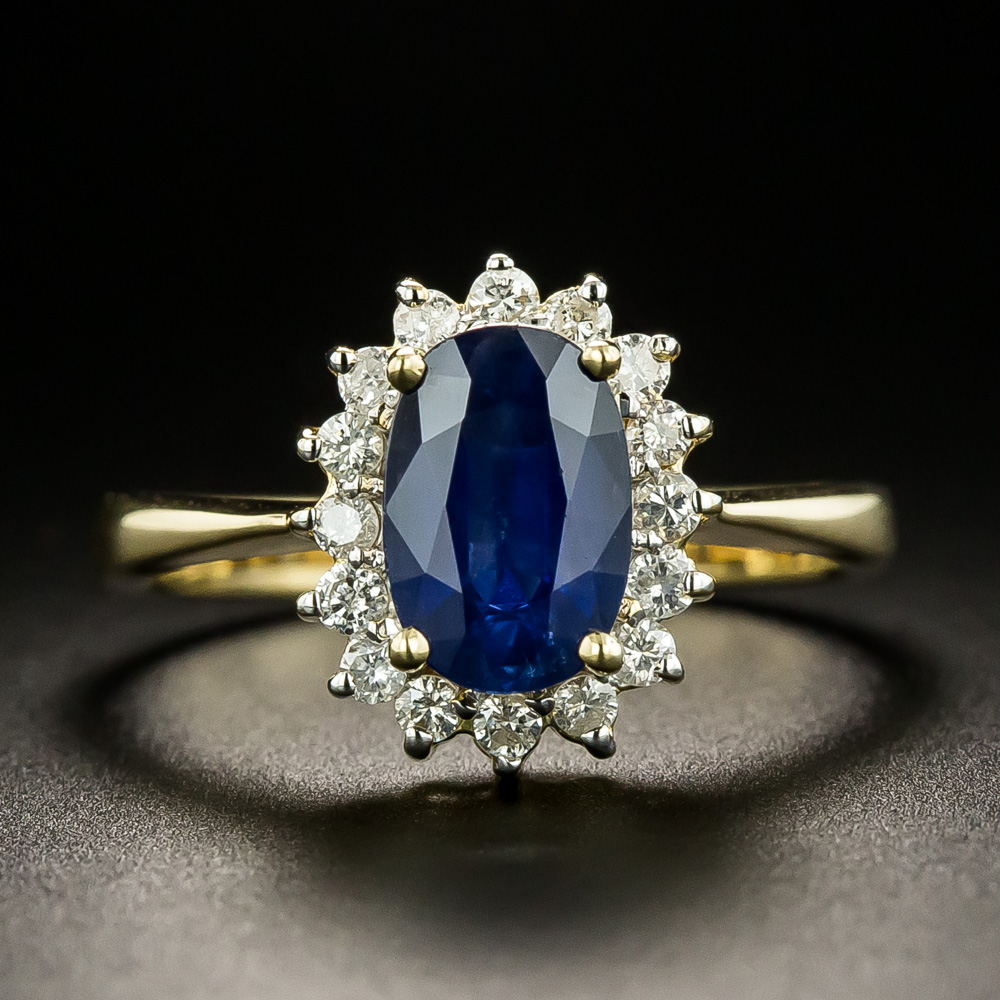 Estate 1.75 Carat Sapphire and Diamond Halo Ring