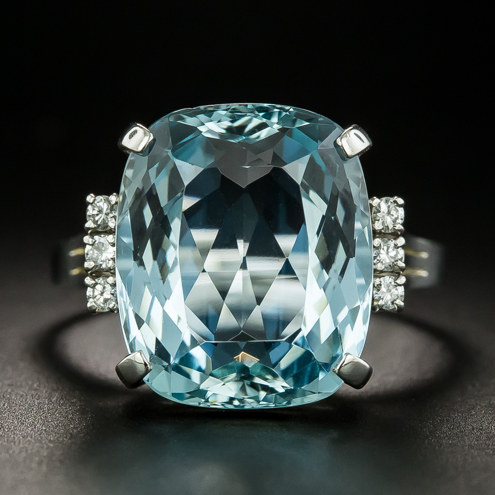 Cushion-Cut Aquamarine with Diamond Halo Ring – Park City Jewelers