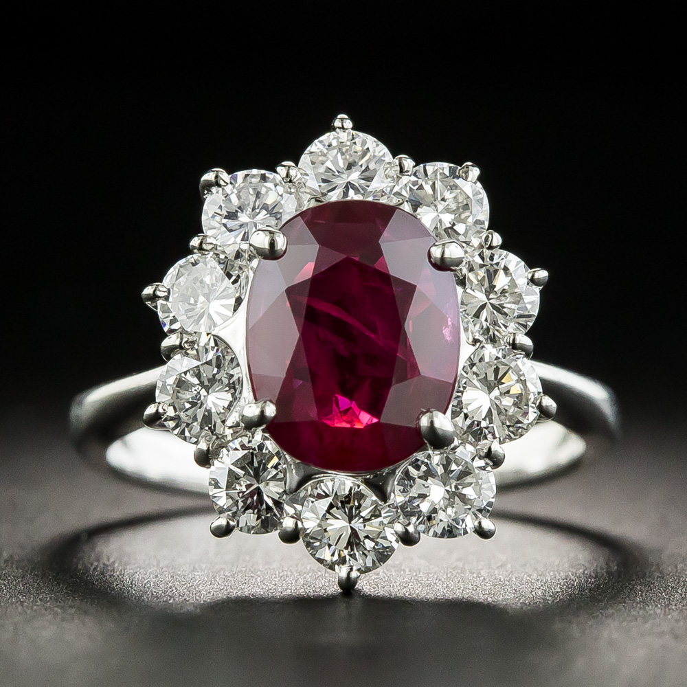 Estate 2.00 Ruby Platinum Diamond Ring (GIA)