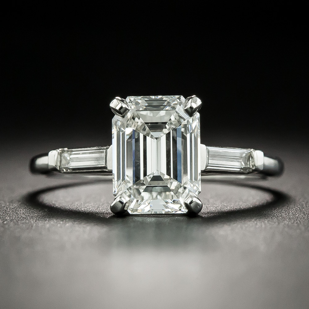 Estate 2.14 Carat Emerald-Cut Diamond Engagement Ring - GIA F SI2
