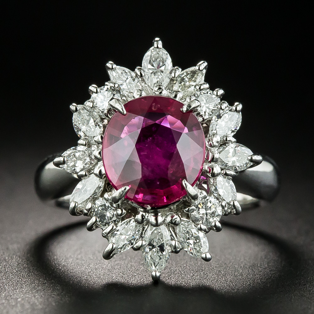 Estate 2.16 Carat Ruby and Diamond Ring