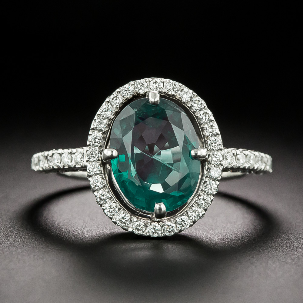 Estate 2.50 Carat Brazilian Alexandrite and Diamond Halo Ring