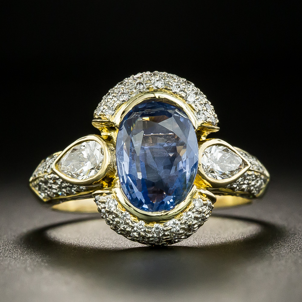 Estate 2.50 Carat No-Heat Ceylon Sapphire and Diamond Ring