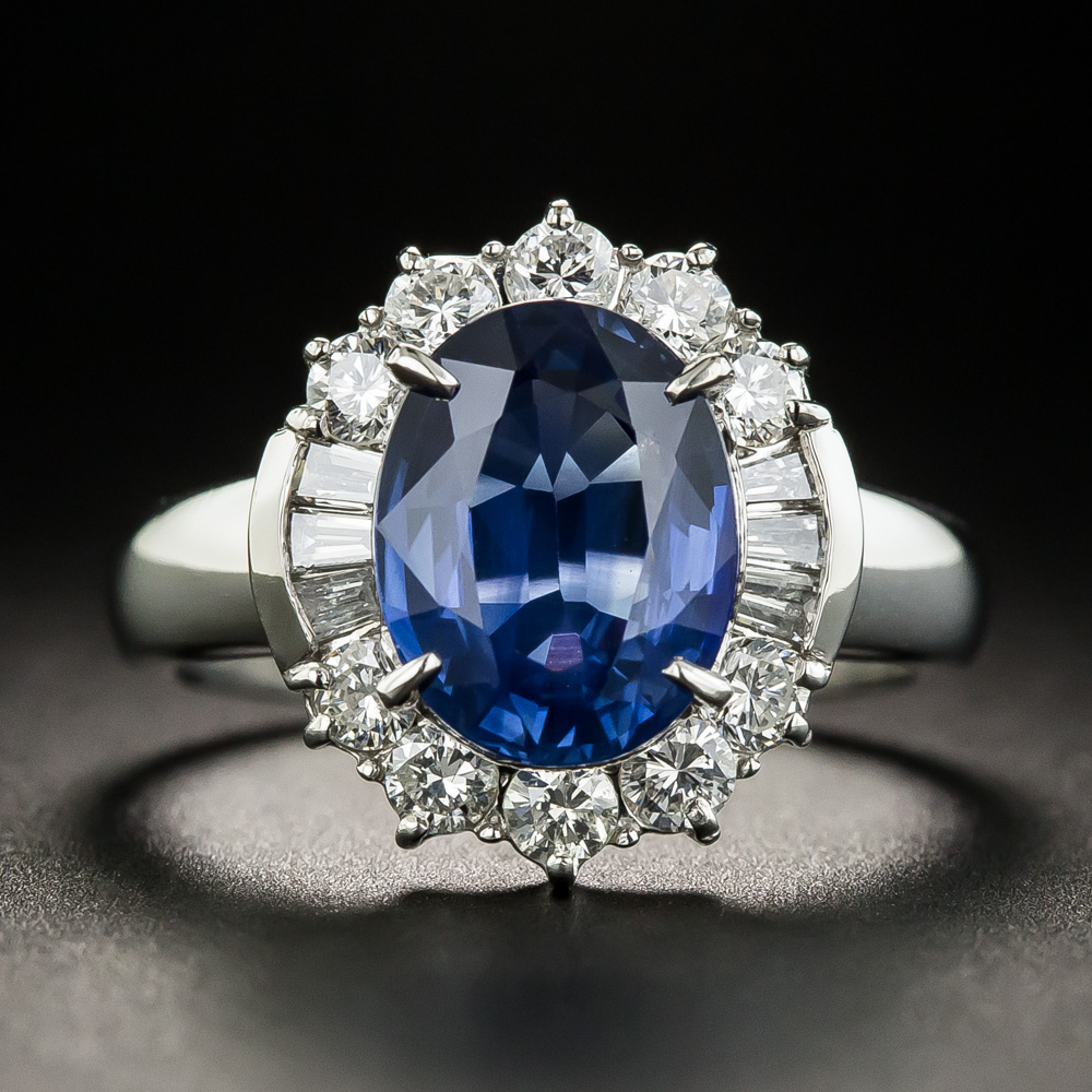 Estate 2.77 Sapphire Platinum Diamond Ring