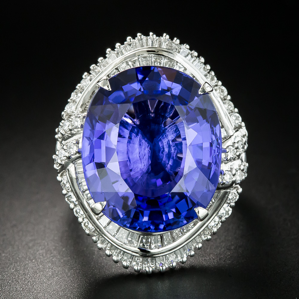 Estate 21.53 Carat Tanzanite and Diamond Ballerina Ring