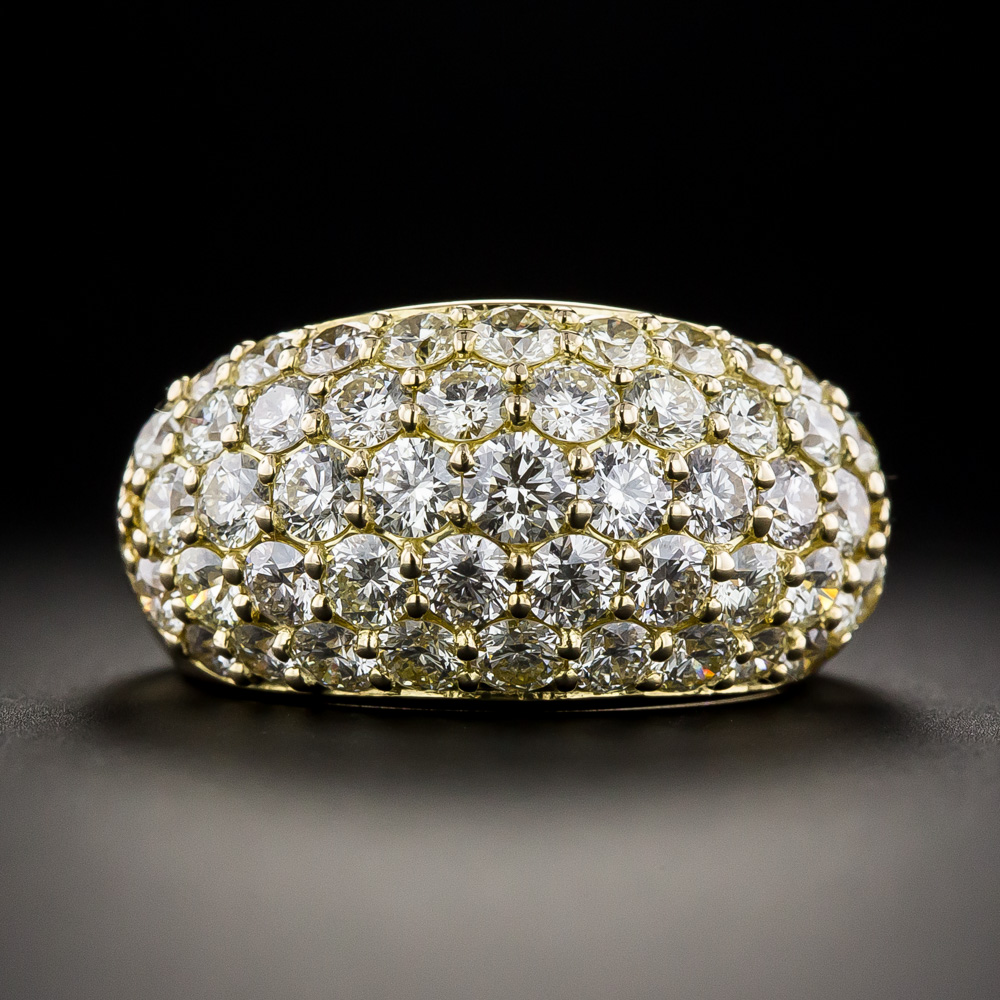 Estate 3.32 Carat Pavé Diamond 18K Dome Ring