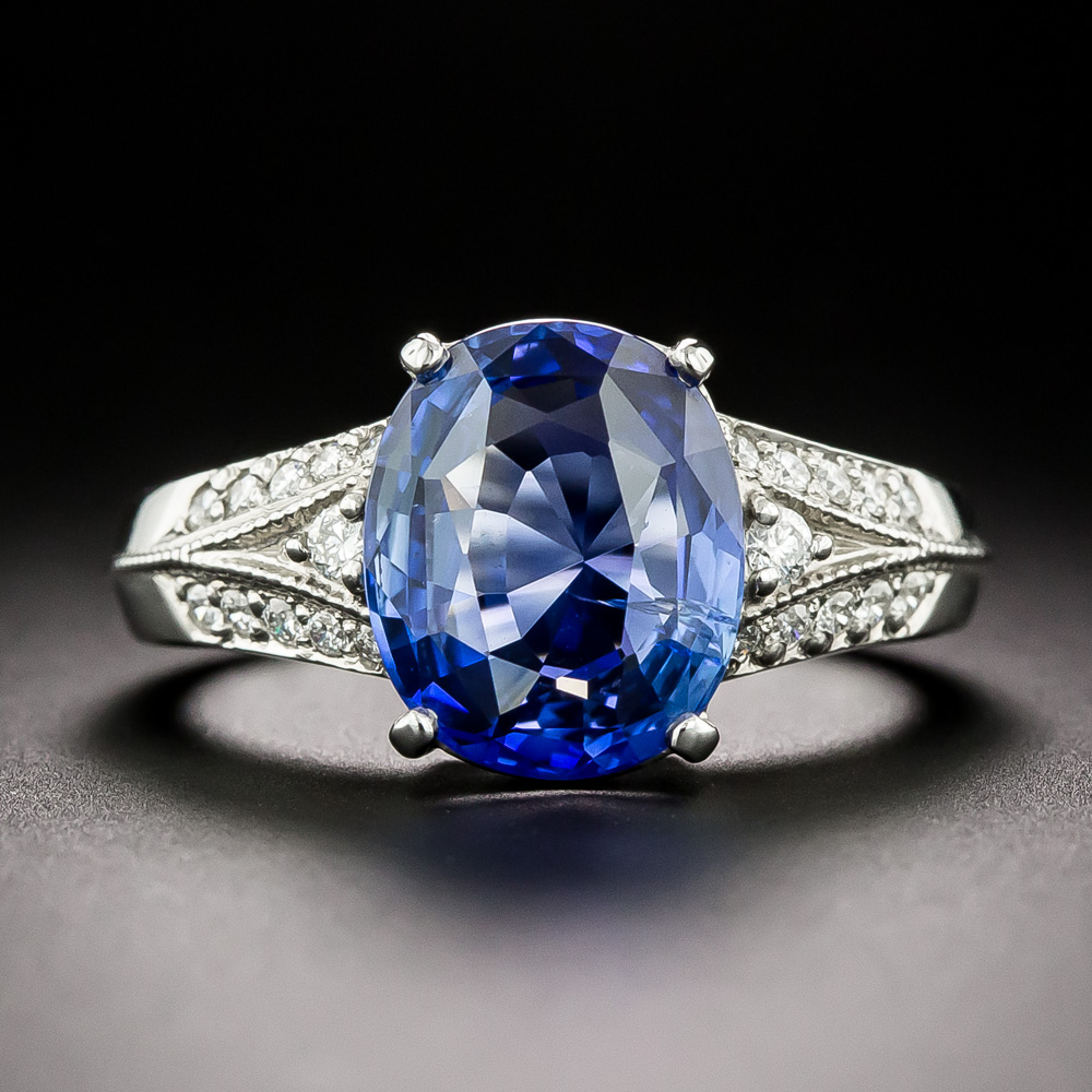 Estate 3.99 Carat No-Heat Sapphire and Diamond Ring - GRS