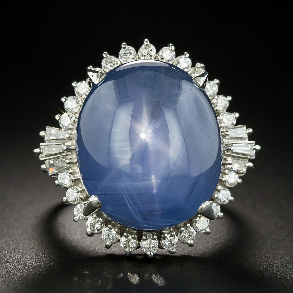 Estate 31.85 Carat Star Sapphire and Diamond Cocktail Ring